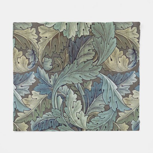 William Morris Acanthus Sage Bloemen Plantaardige Fleece Deken (Voorkant (Horizontaal))