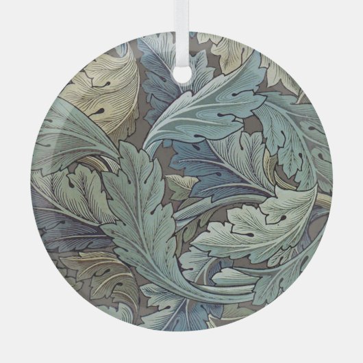 William Morris Acanthus Sage Bloemen Plantaardige Glas Ornament (Voorkant)