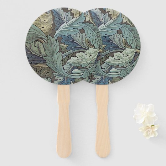 William Morris Acanthus Sage Bloemen Plantaardige Handwaaier (Voorkant en achterkant)