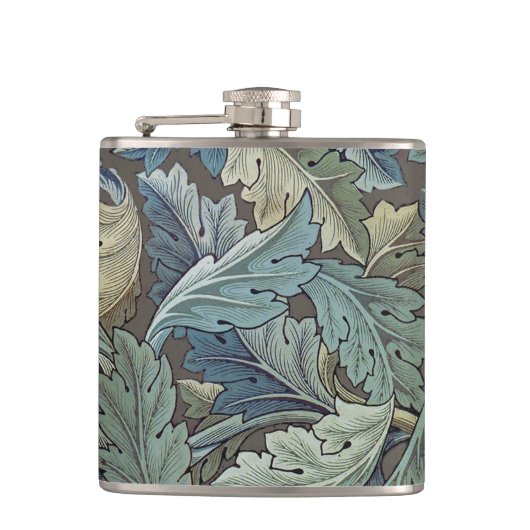 William Morris Acanthus Sage Bloemen Plantaardige Heupfles (Voorkant)