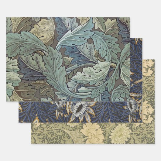 William Morris Acanthus Sage Bloemen Plantaardige Inpakpapier Vel (Set)