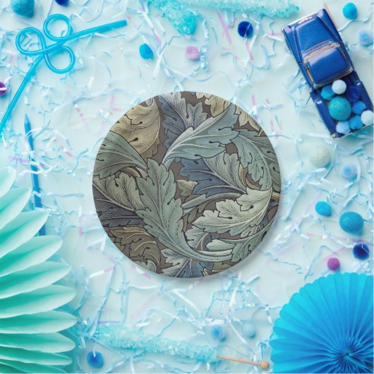 William Morris Acanthus Sage Bloemen Plantaardige Papieren Bordje (Feest)