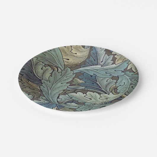 William Morris Acanthus Sage Bloemen Plantaardige Papieren Bordje (Gekanteld)