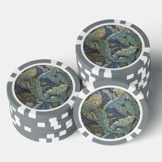 William Morris Acanthus Sage Bloemen Plantaardige Poker Chips (Opstapeling)