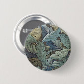 William Morris Acanthus Sage Bloemen Plantaardige Ronde Button 5,7 Cm (Voorkant /achterkant)