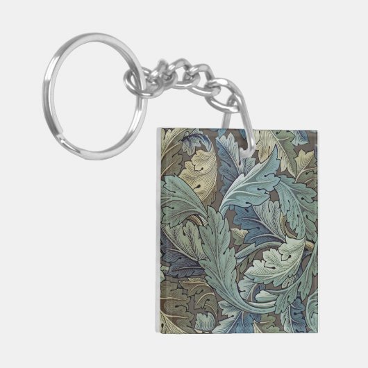 William Morris Acanthus Sage Bloemen Plantaardige Sleutelhanger (Voorkant Links)
