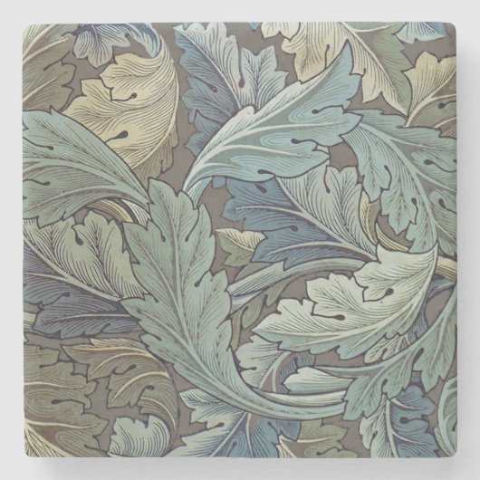 William Morris Acanthus Sage Bloemen Plantaardige Stenen Onderzetter (Voorkant)