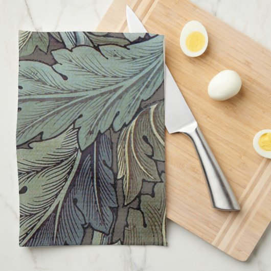 William Morris Acanthus Sage Bloemen Plantaardige Theedoek (Quarter Fold)