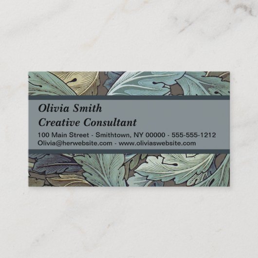 William Morris Acanthus Sage Bloemen Plantaardige Visitekaartje (Voorkant)