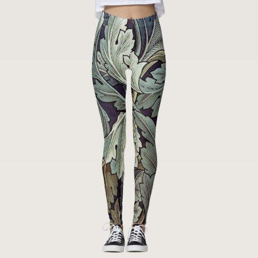 William Morris Acanthus Wallpaper Leaves Leggings (Voorkant)
