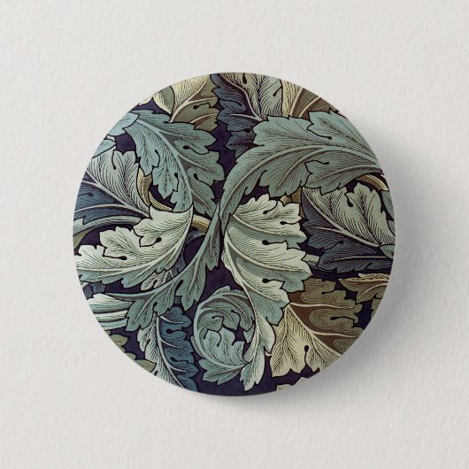 William Morris Acanthus Wallpaper Leaves Ronde Button 5,7 Cm (Voorkant)