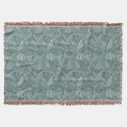 William Morris Acanthusblad Tealblauw Patroon Deken (Voorkant)
