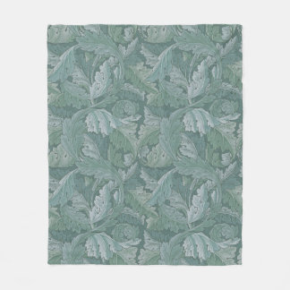 William Morris Acanthusblad Tealblauw Patroon Fleece Deken