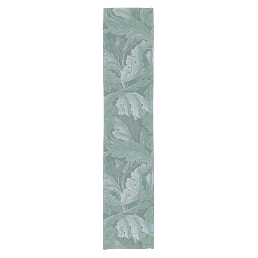 William Morris Acanthusblad Tealblauw Patroon Korte Tafelloper (Voorkant)