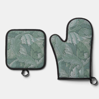 William Morris Acanthusblad Tealblauw Patroon Ovenwant & Pannenlap Set