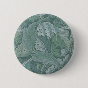 William Morris Acanthusblad Tealblauw Patroon Ronde Button 5,7 Cm
