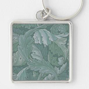 William Morris Acanthusblad Tealblauw Patroon Sleutelhanger