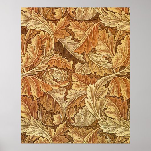 William Morris Acathus Brown Autumn Leaves Poster (Voorkant)