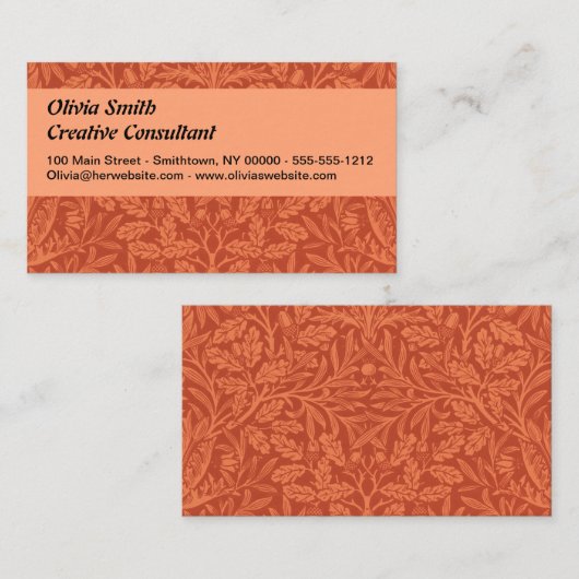 William Morris Acorn Wallpaper Natuur Design Visitekaartje (Voorkant / Achterkant)