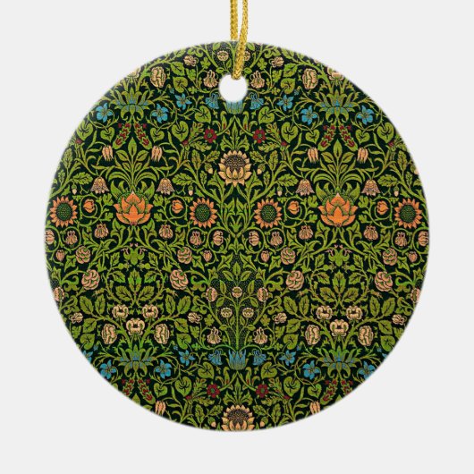 William Morris - Akelei, donkergroen, Keramisch Ornament (Voorkant)