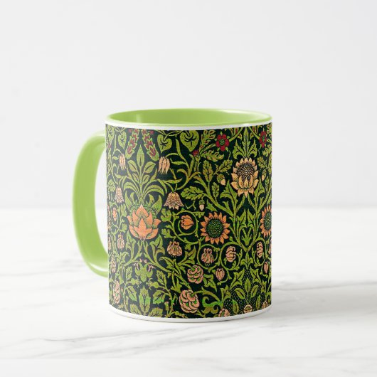William Morris - Akelei, donkergroen, Mok (Voorkant links)