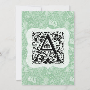 William Morris Alfabet Gouden Lelie Groen Bedankkaart