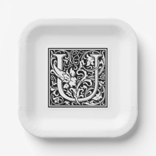 William Morris Alfabet “U” Papieren Borden Bordje