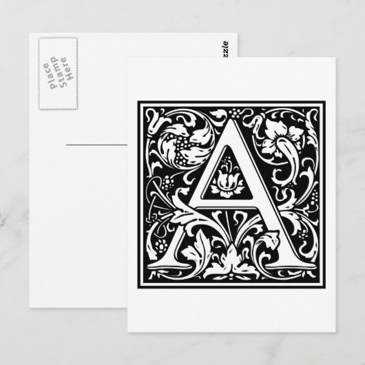 William Morris Alphabet "A" Briefkaart (Voorkant / Achterkant)