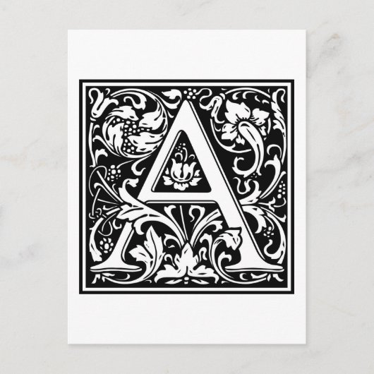 William Morris Alphabet "A" Briefkaart (Voorkant)