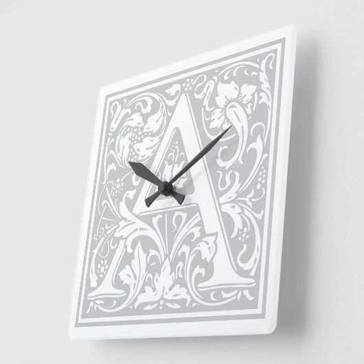 William Morris Alphabet "A" Square Wall Clock Vierkante Klok (Hoek)