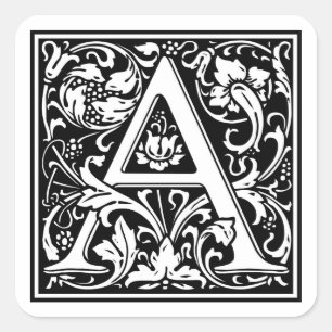 William Morris Alphabet "A" Vierkante Sticker