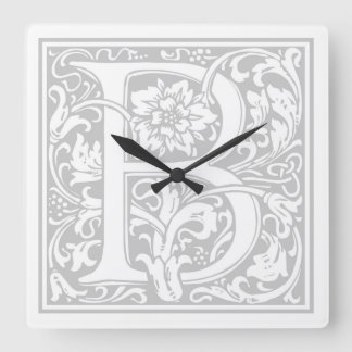 William Morris Alphabet "B" Square Wall Clock Vierkante Klok