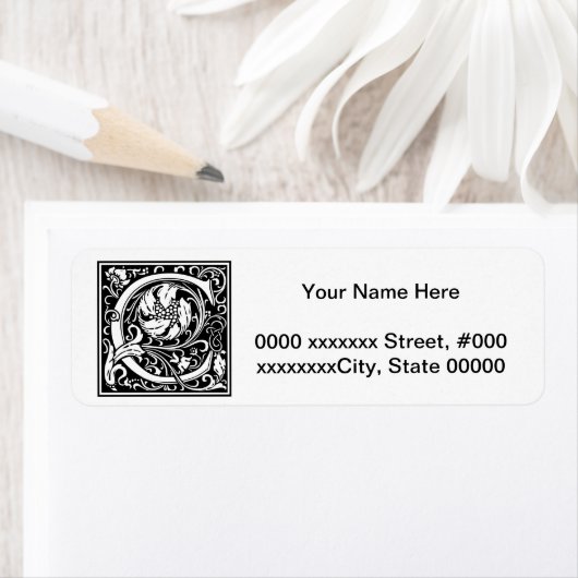 William Morris Alphabet "C" Etiket (Insitu)