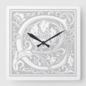 William Morris Alphabet C Square Wall Clock Vierkante Klok (Voorkant)
