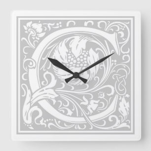 William Morris Alphabet C Square Wall Clock Vierkante Klok