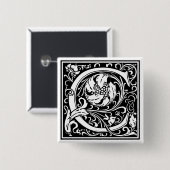 William Morris Alphabet "C" Vierkante Button 5,1 Cm (Voorkant /achterkant)