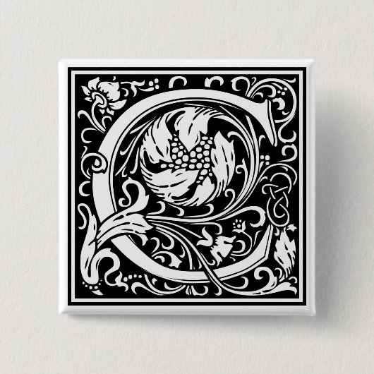 William Morris Alphabet "C" Vierkante Button 5,1 Cm (Voorkant)