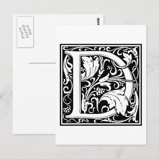 William Morris Alphabet "D" Briefkaart (Voorkant / Achterkant)