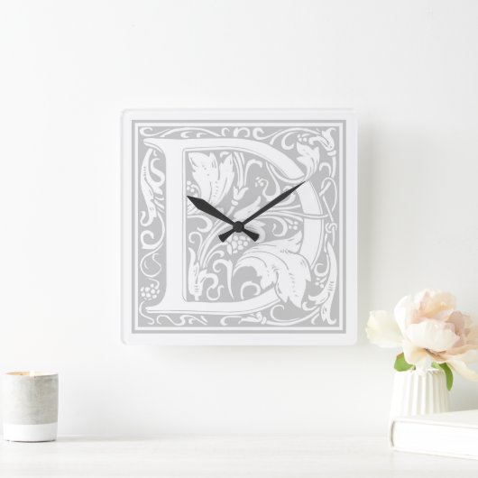 William Morris Alphabet "D" Square Wall Clock Vierkante Klok (Huis)