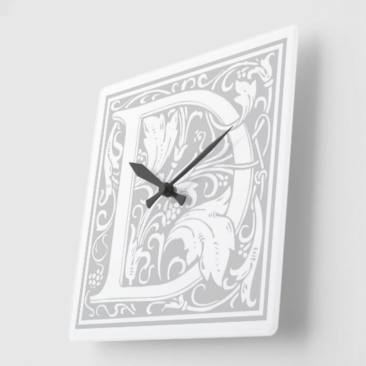 William Morris Alphabet "D" Square Wall Clock Vierkante Klok (Hoek)