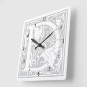 William Morris Alphabet "D" Square Wall Clock Vierkante Klok (Hoek)