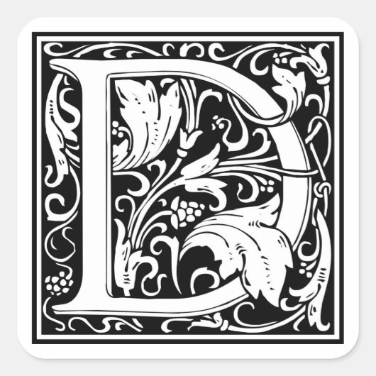 William Morris Alphabet "D" Vierkante Sticker (Voorkant)