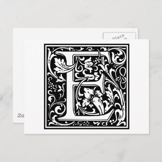William Morris Alphabet "E" Briefkaart (Voorkant / Achterkant)