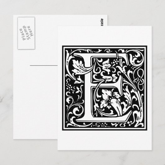 William Morris Alphabet "E" Briefkaart (Voorkant / Achterkant)