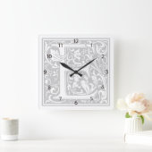 William Morris Alphabet "E" Square Wall Clock Vierkante Klok (Huis)