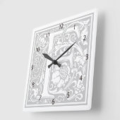 William Morris Alphabet "F" Square Wall Clock Vierkante Klok (Hoek)