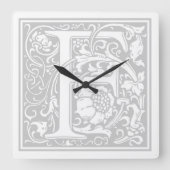 William Morris Alphabet "F" Square Wall Clock Vierkante Klok (Voorkant)