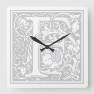 William Morris Alphabet "F" Square Wall Clock Vierkante Klok