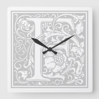 William Morris Alphabet "F" Square Wall Clock Vierkante Klok