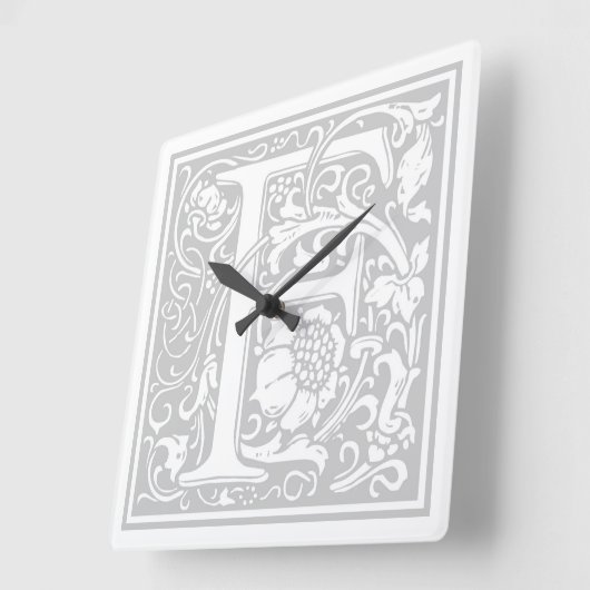 William Morris Alphabet "F" Square Wall Clock Vierkante Klok (Hoek)